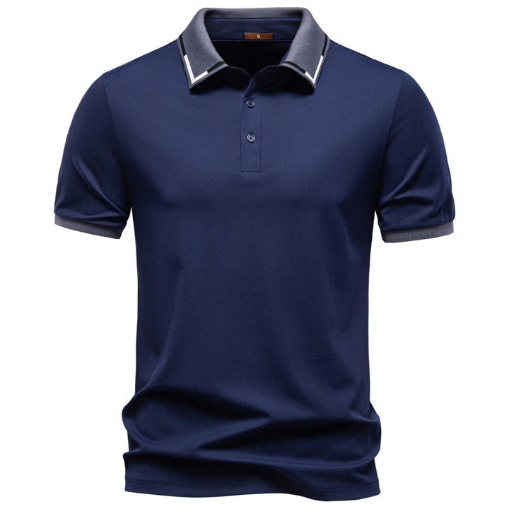 Men's breathable polo shirt made of cotton blend with contrast collar and ribbed sleeve cuffs Mune Fashion