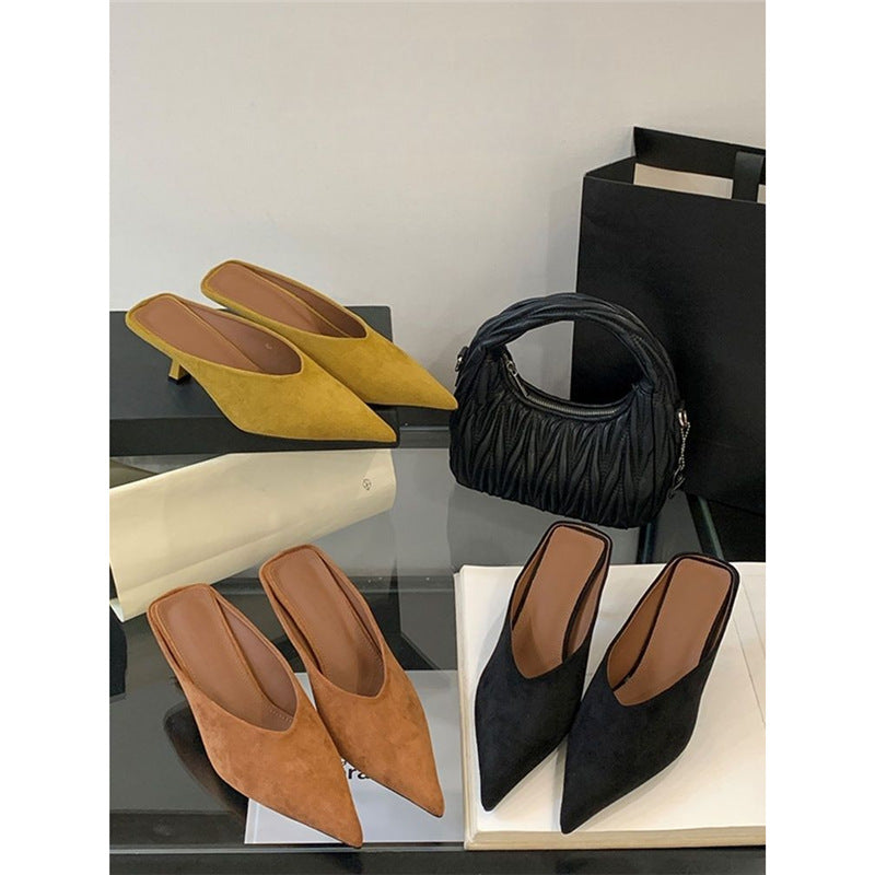 Women's pointed slip-on mules with sculpted kitten heel Mune Fashion
