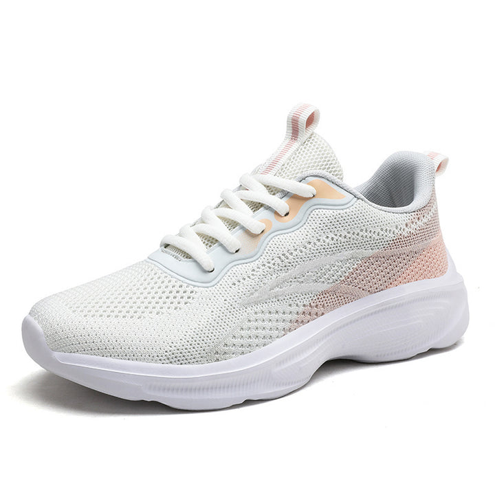 Women’s lightweight mesh knit leisure shoe with seamless upper, ergonomic cushioning sole, and heel pull tab Mune Fashion