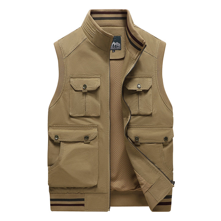 Men's Multifunctional Outdoor Vest with four flap pockets, stand collar and mesh lining Mune Fashion