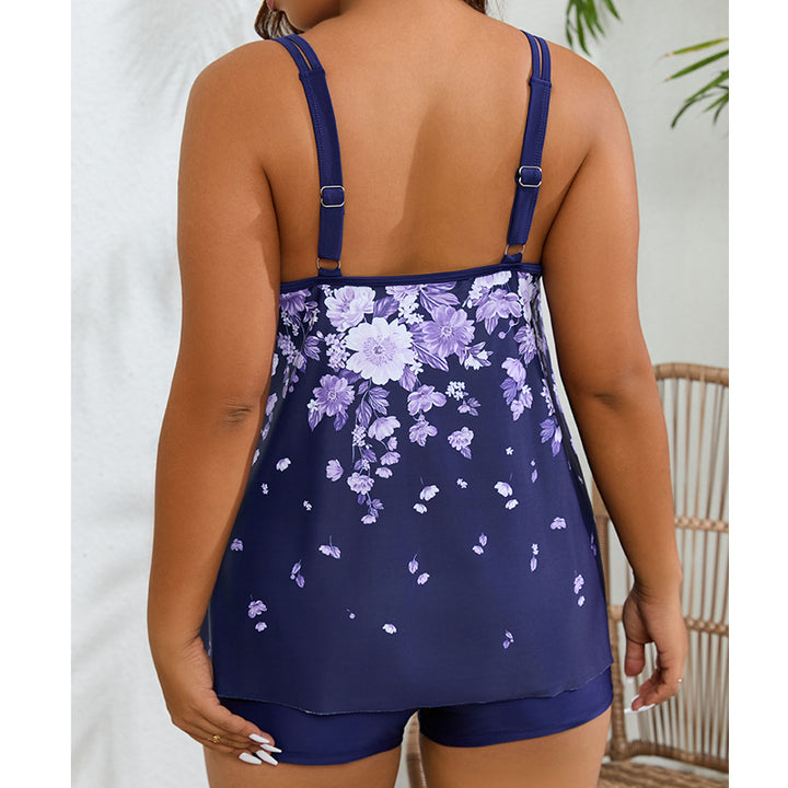 Women's Sporty Tankini Swimsuit with Floral Design and Fashionable Cut Mune Fashion