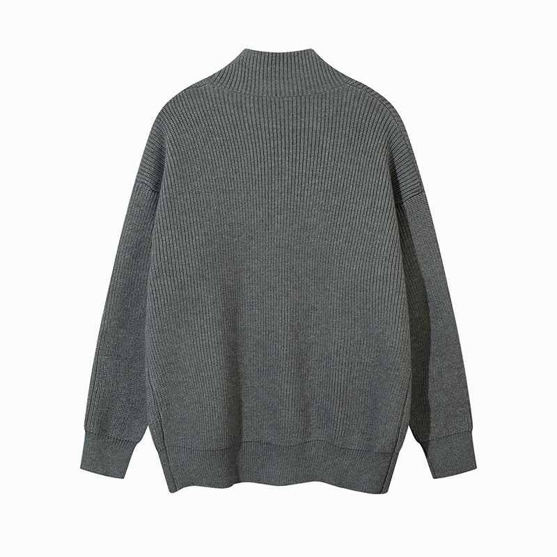 Unisex Oversize Cardigan with Stand Collar and Full Button Placket Mune Fashion