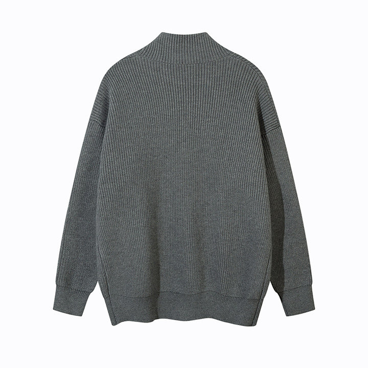 Unisex Oversize Cardigan with Stand Collar and Full Button Placket Mune Fashion