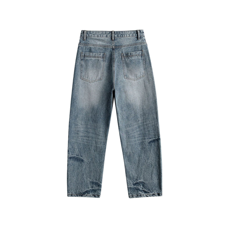 Women Relaxed Straight high-waisted Denim Jeans with Used Effect and Wide Leg Mune Fashion