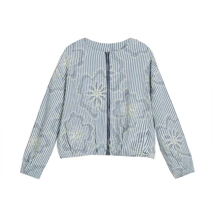 Women's 200+ striped embroidered blouson jacket with full zip Mune Fashion