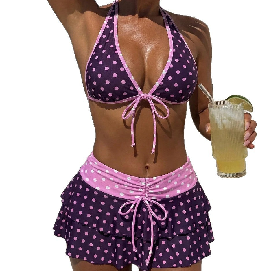 Women's Triangle Bikini with Gathered Skirt Mune Fashion