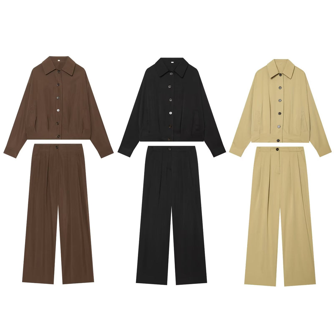 Women High-waisted Palazzo Pants with Pleats and Side Pockets Mune Fashion