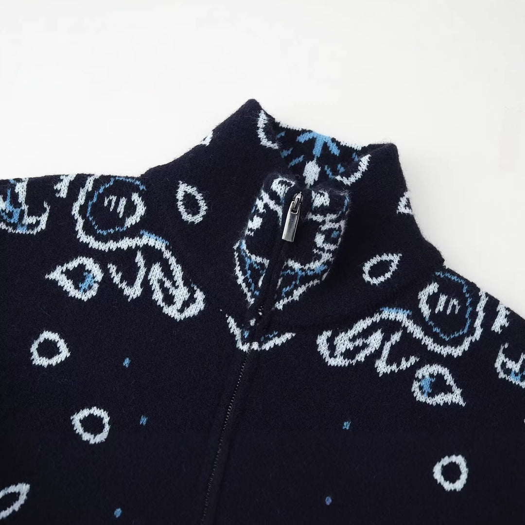 Women turtleneck sweater with allover bandana jacquard Mune Fashion