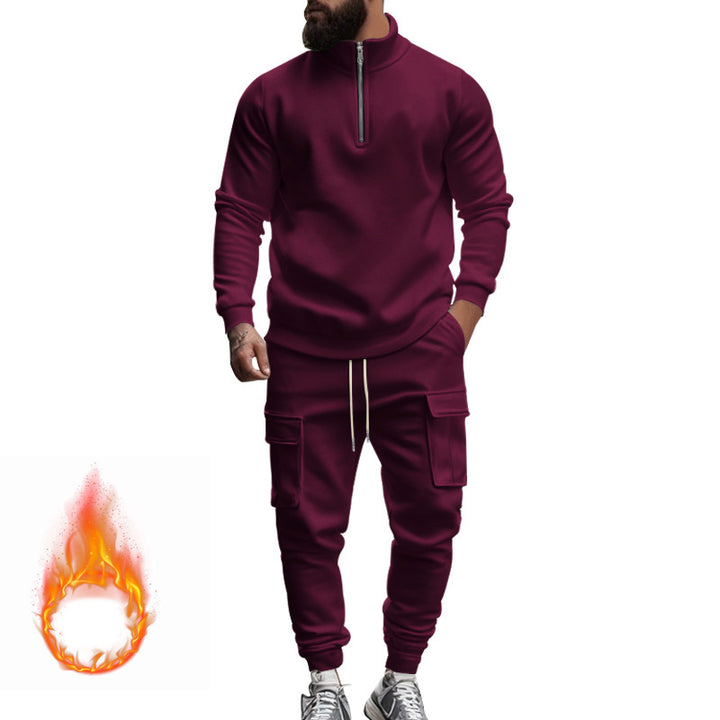 Men's knit training set with half zip, cable knit sweater and drawstring joggers Mune Fashion