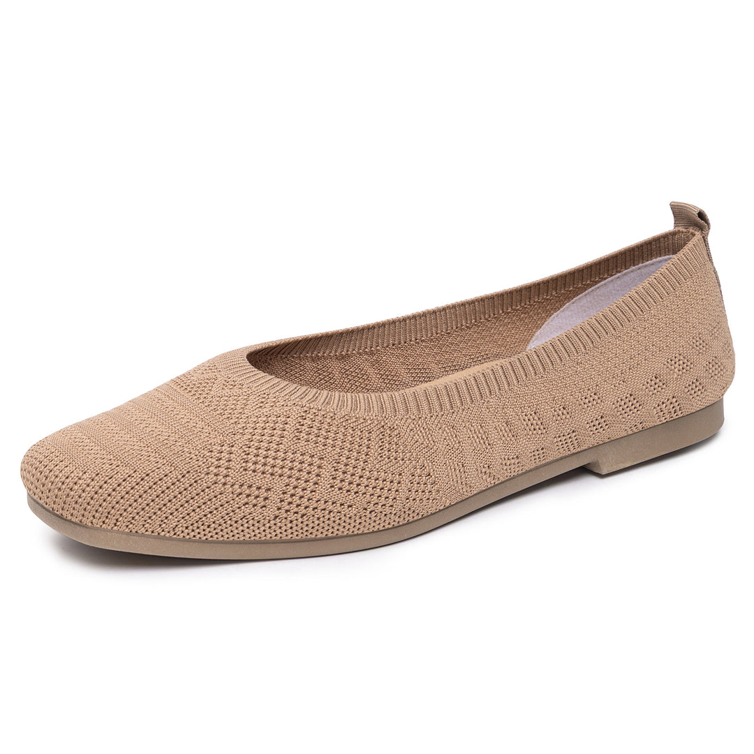 Women's knitted ballerina slip-on comfort ballerina with seamless sock entry and flexible lightweight sole Mune Fashion