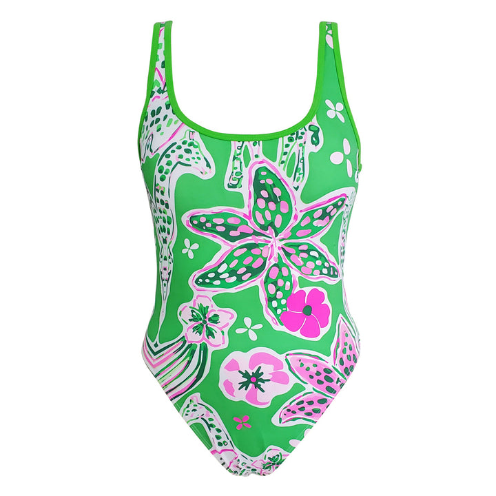Women's One-Piece Swimsuit with Floral Pattern Mune Fashion