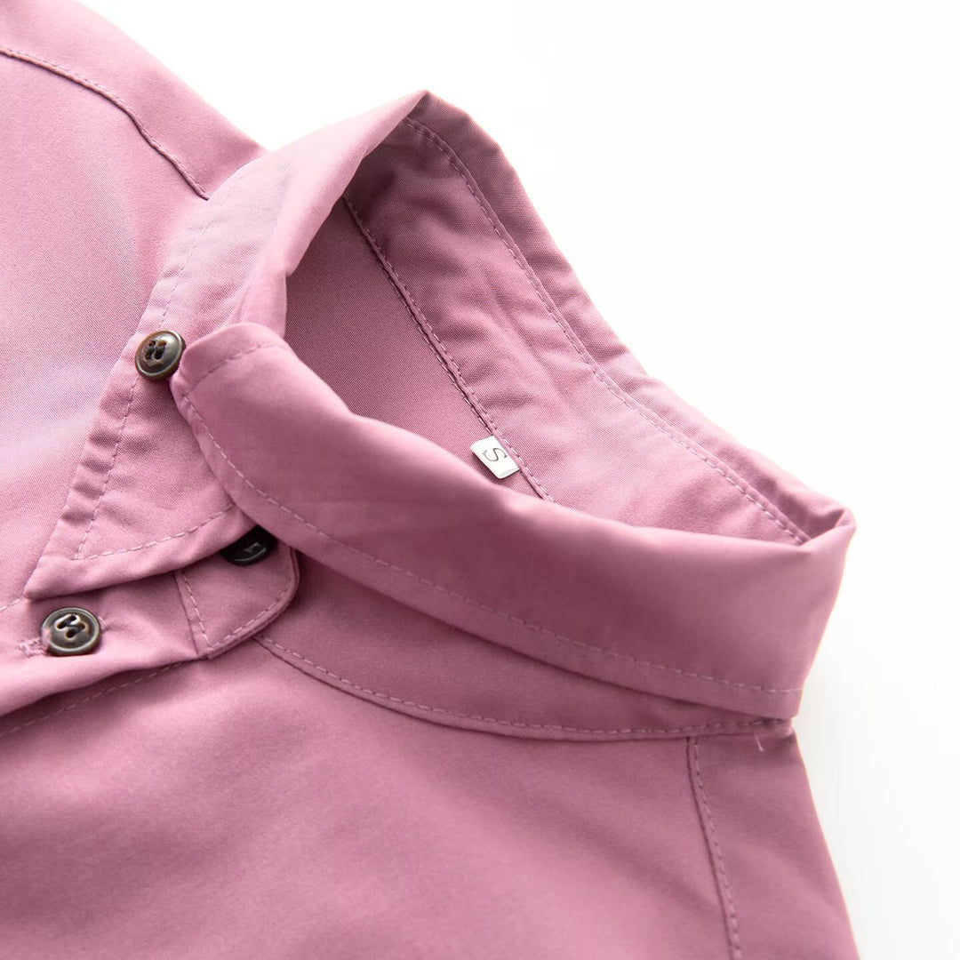 Women's Oversized Utility Shirt Blouse with Drop Shoulder, Flap Pockets and Stand Collar Mune Fashion