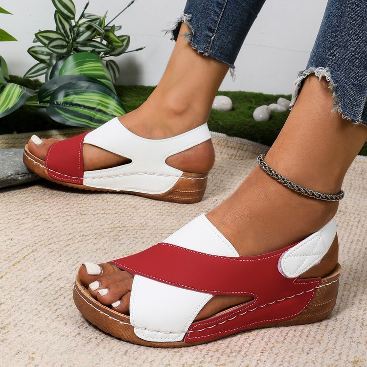 Women Cross-Strap Comfort Sandals with Velcro Closure Mune Fashion