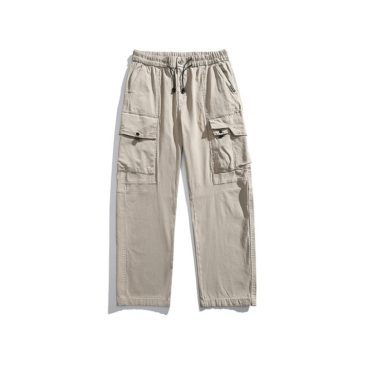 Men's Lightweight Utility Cargo Pants made of Cotton Blend with Elastic Waistband, Drawstring, and Multiple Pockets Mune Fashion