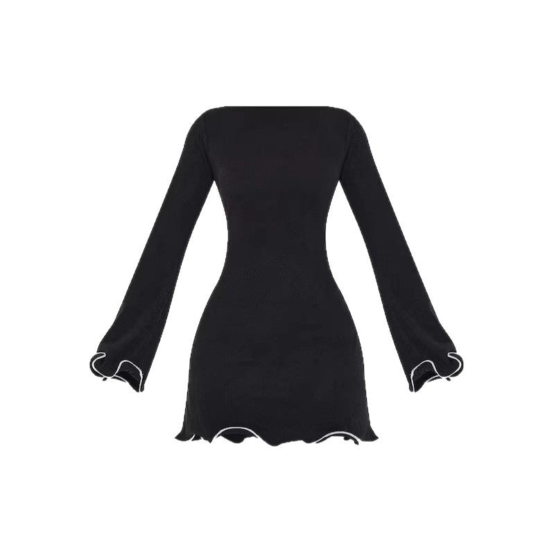 Ladies Elegant Mini Dress with Ruffled Sleeves Mune Fashion