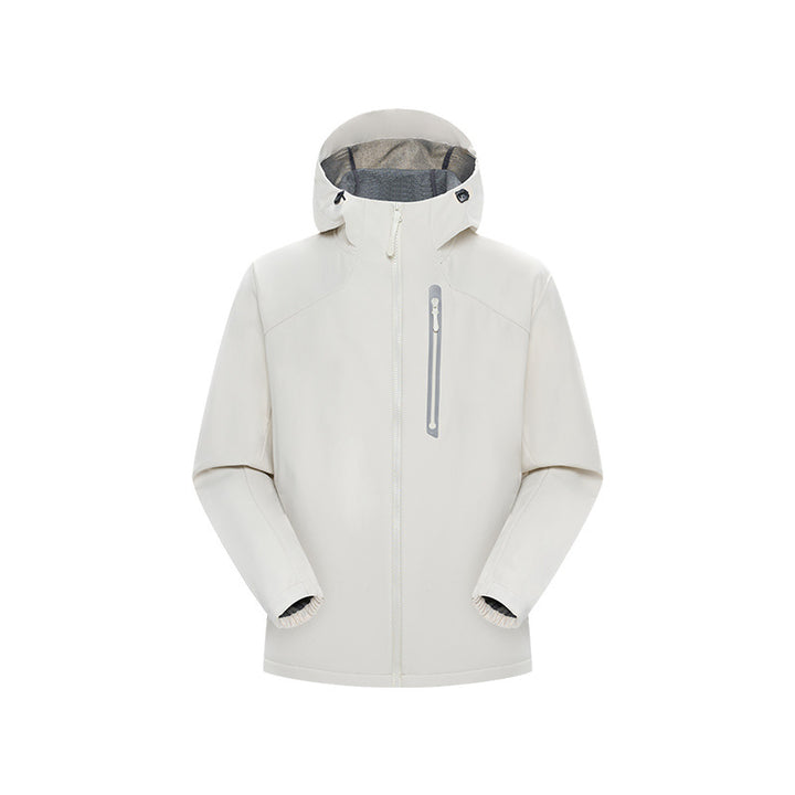 Men's Waterproof Softshell Outdoor Jacket with Adjustable Hood, Welded Zippers and Reflective Chest Pocket Drune