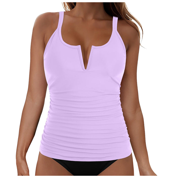 Women's tankini top with figure-flattering design and deep V-neck Mune Fashion