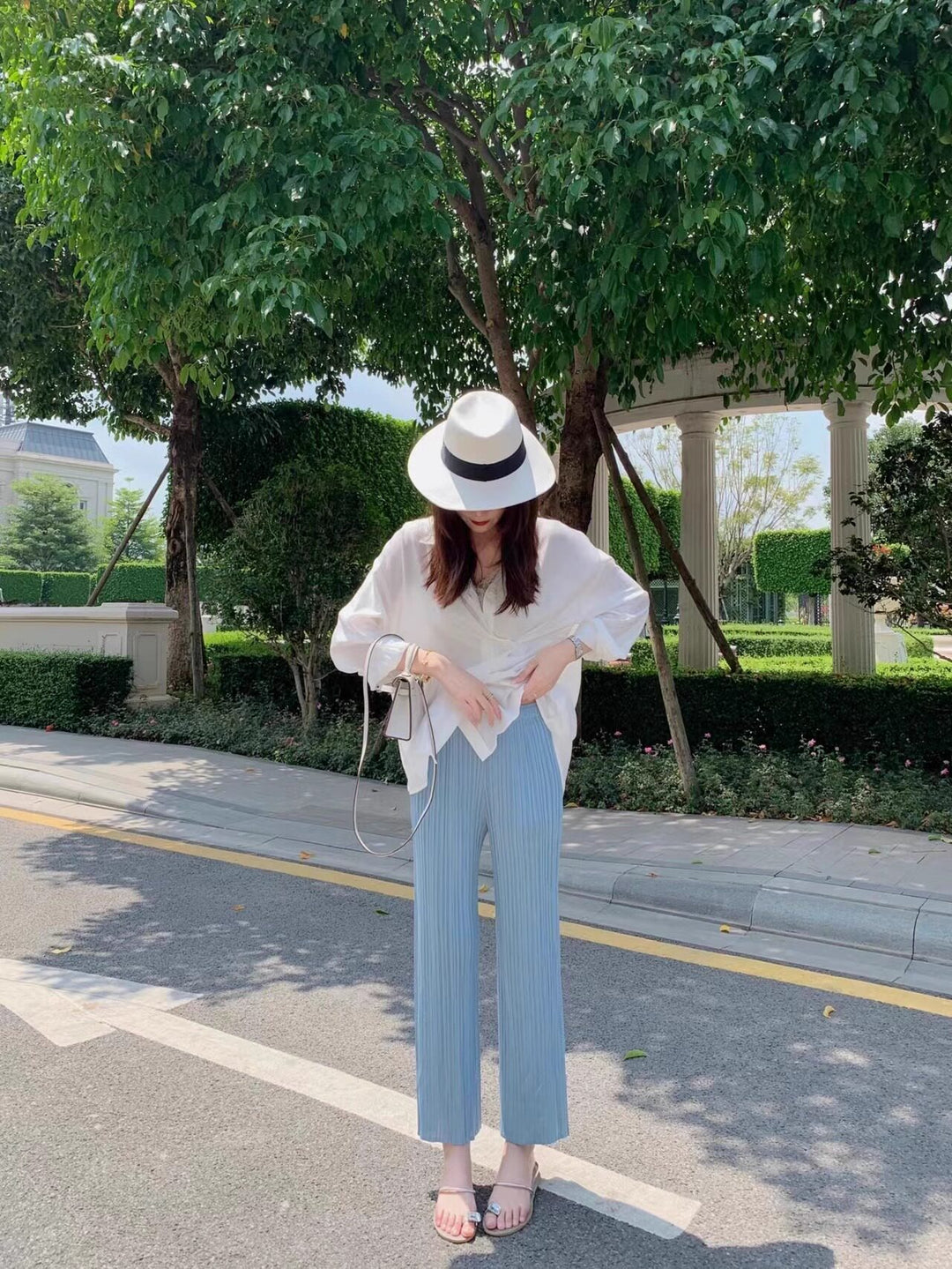 Women's Elegant Pleated Pants Drune