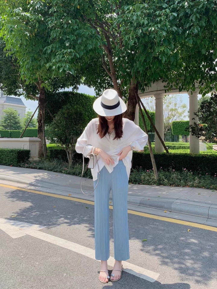 Women's Elegant Pleated Pants Drune