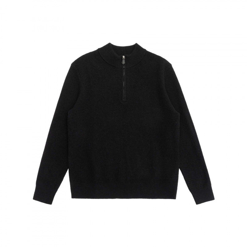 Men's textured knit sweater with half zip, stand-up collar and oversized silhouette Mune Fashion