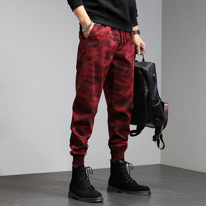 Herren Camouflage-Joggerhose mit Tunnelzug, elastischen Bündchen und Statement-Prints Mune Fashion