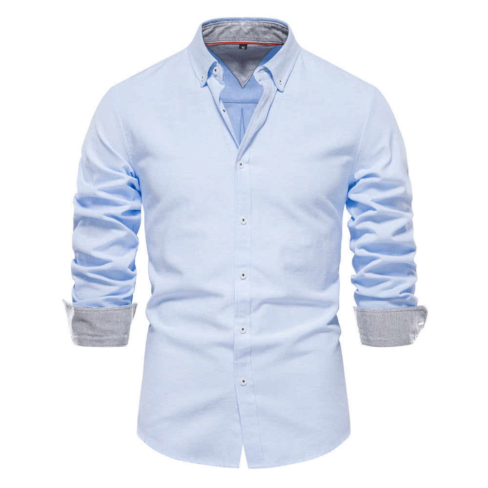 Men's elegant long-sleeve shirt made of Oxford fabric with a Kent collar and cuffed sleeves Mune Fashion
