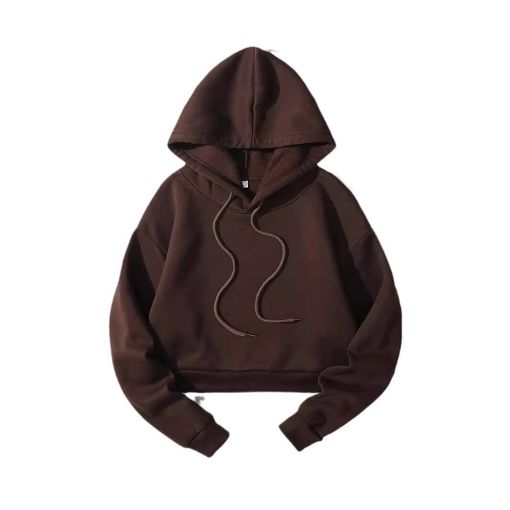 Women's cropped hoodie with soft fleece interior and elastic ribbed hem Mune Fashion