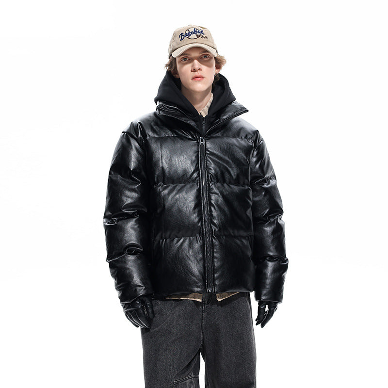 Herren Gepolsterte Kapuzenjacke mit Veloursleder‑Optik und verdecktem Zwei-Wege‑Reißverschluss Mune Fashion