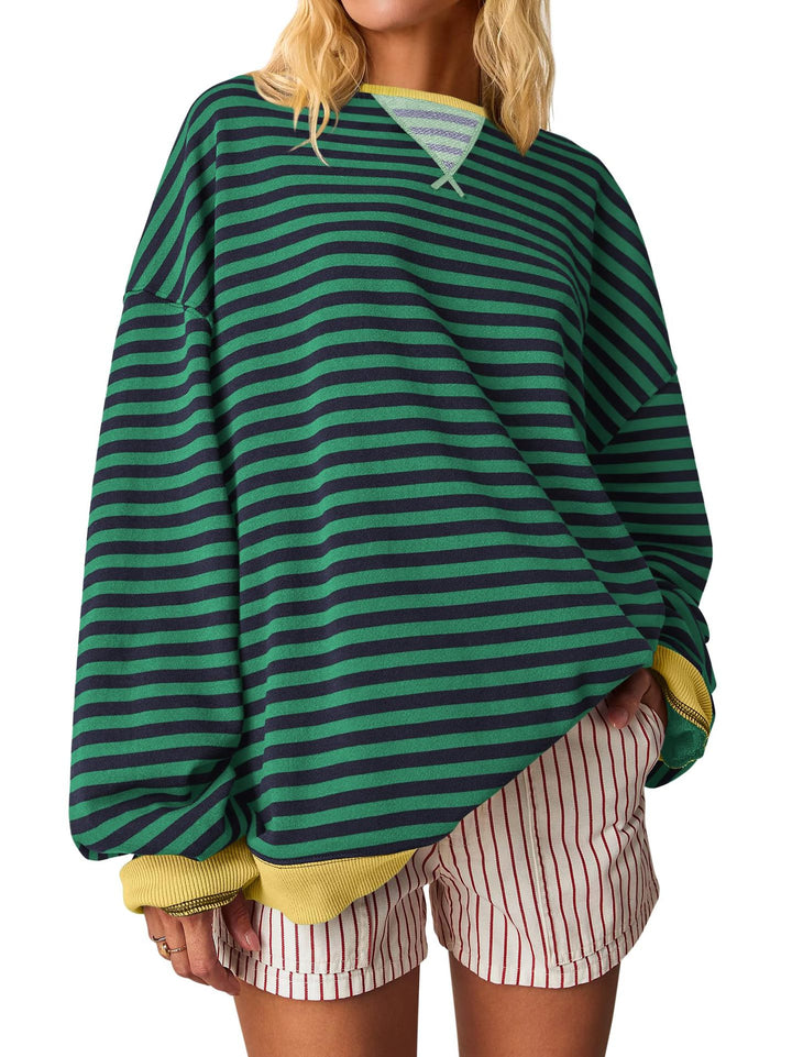 Women Oversized Striped Sweatshirt