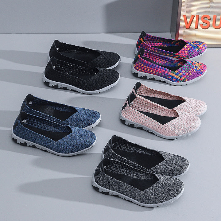 Women's knitted slip-on casual shoe with braided upper material and non-slip flexible sole Mune Fashion