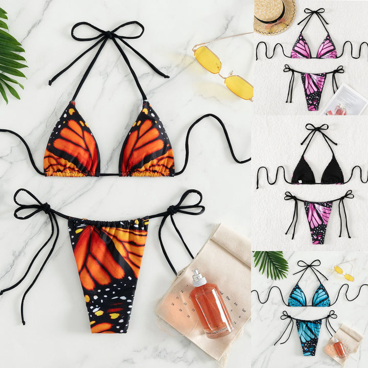 Women's Triangle Bikini with Butterfly Design and Adjustable Straps Mune Fashion