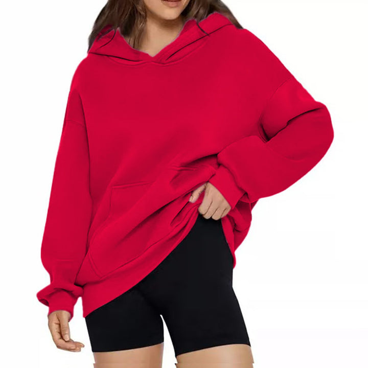 Women’s soft oversized hoodie with asymmetrical hem, kangaroo pocket, and dropped shoulder Mune Fashion