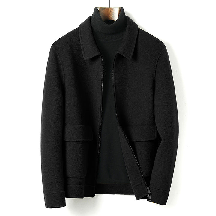 Men's wool blend transitional jacket with stand collar, zipper and flap pockets Mune Fashion