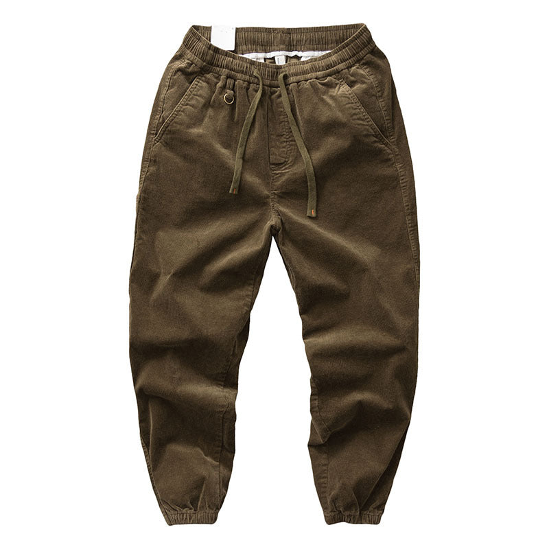 Men's chino jogger pants made of cotton blend with elastic waistband, drawstring, and elastic ankle cuffs Mune Fashion