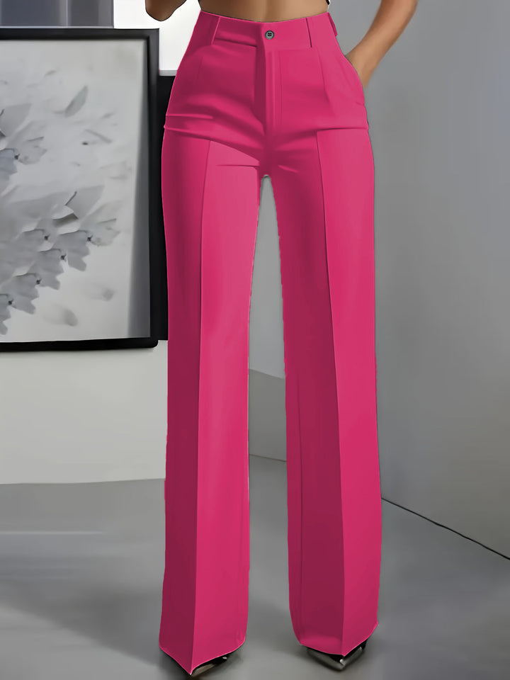 Women's high-waisted pleated trousers with wide leg and crease detail