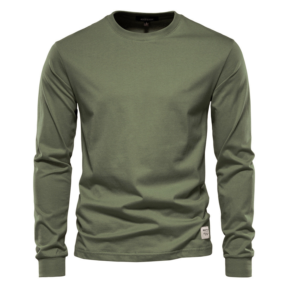 Men's classic long-sleeved cotton shirt with round neck and elastic cuffs Mune Fashion