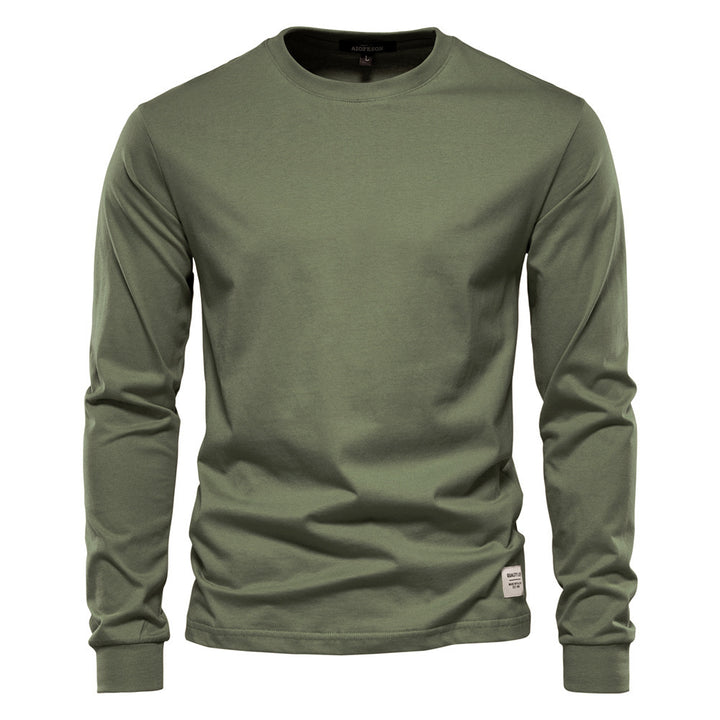 Men's classic long-sleeved cotton shirt with round neck and elastic cuffs Mune Fashion