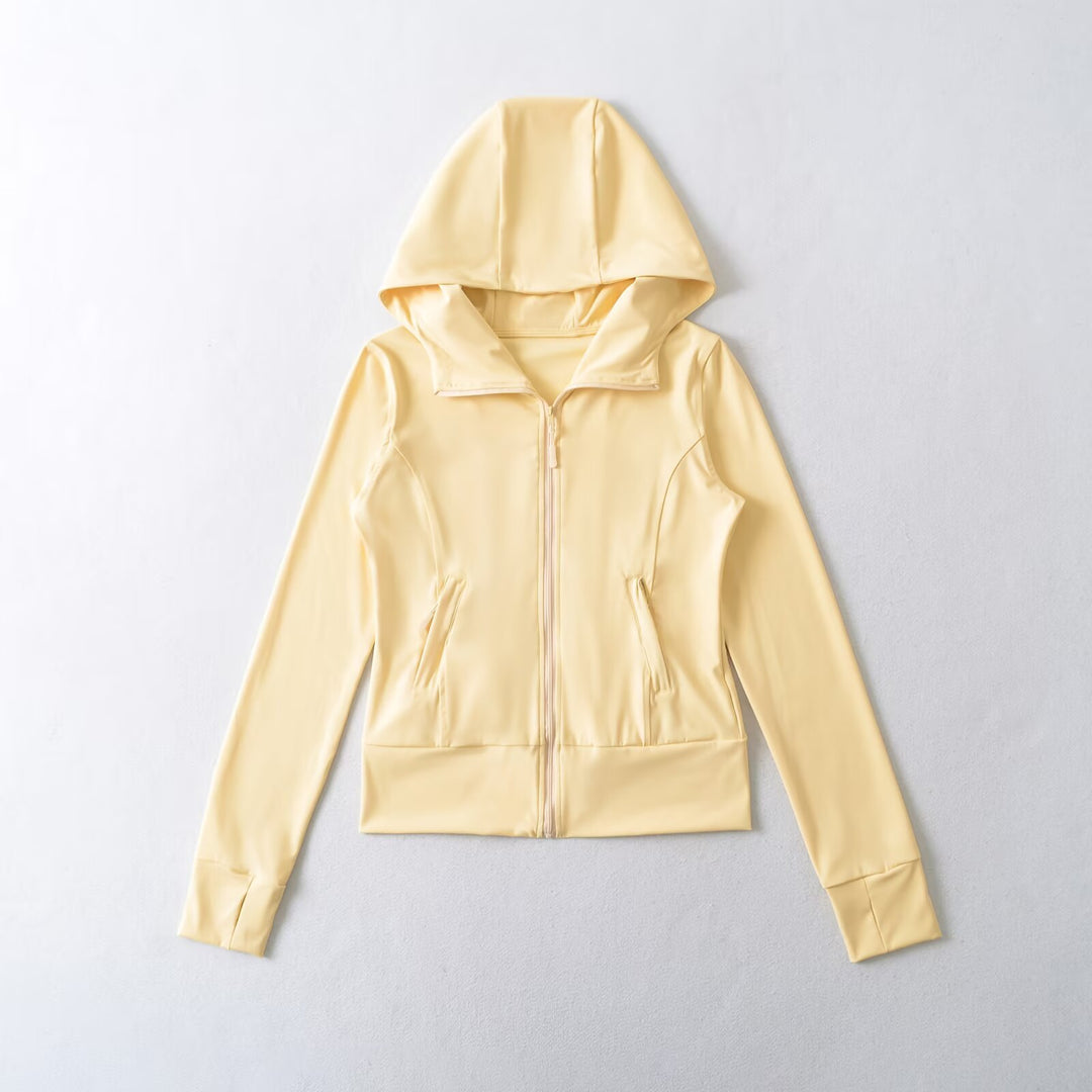 Women's Hooded Sports Jacket with Full Zip, Tailored Fit, and Integrated Zipper Pockets Mune Fashion