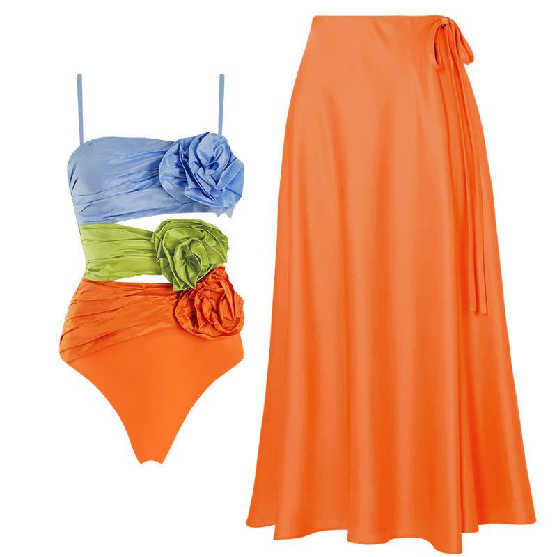 Women's swimsuit with elaborate floral appliqués Mune Fashion