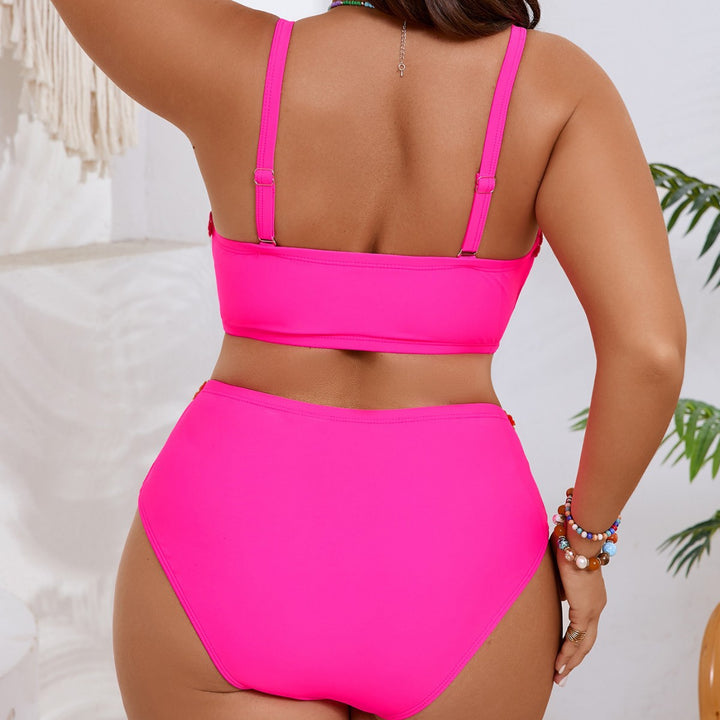 Women's Bandeau Bikini Set with Floral Accent Mune Fashion