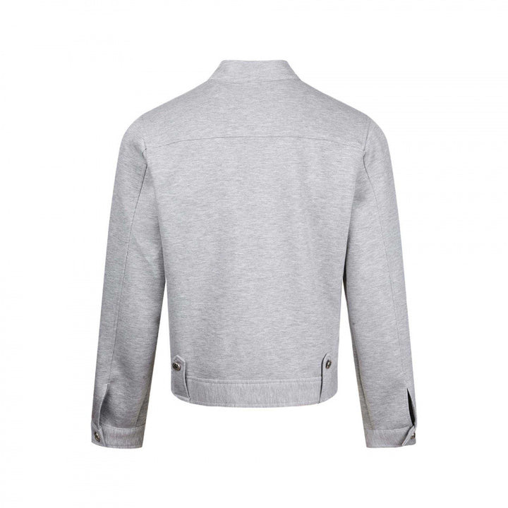 Men's short-cut jersey bomber jacket with high stand-up collar, concealed zipper and flap pockets Mune Fashion