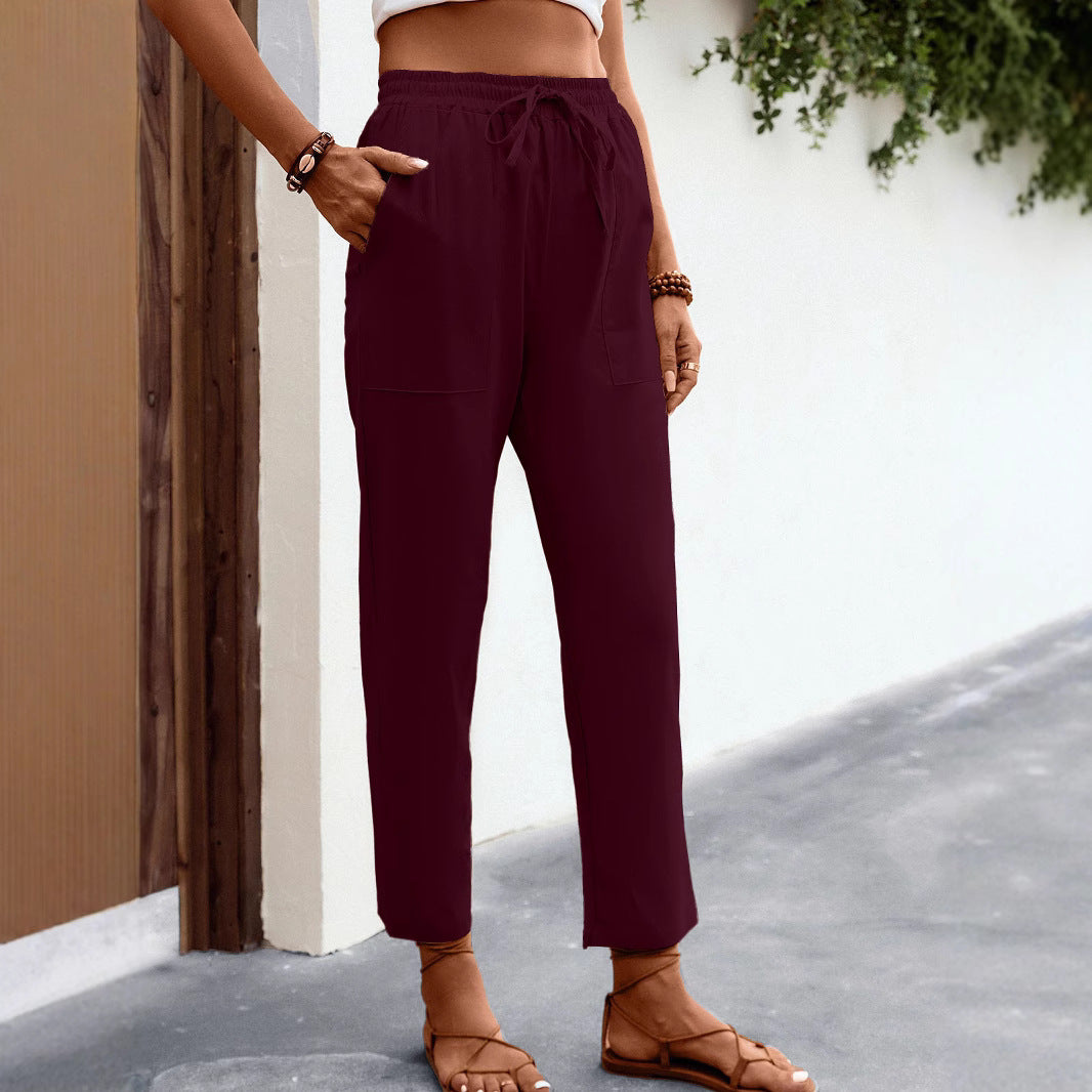 Women Comfortable and Casual Leisure Pants Mune Fashion