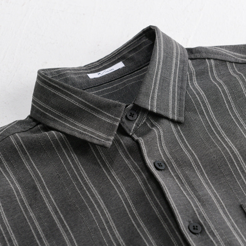 Men's Relaxed-Stripe Shirt Jacket made of fine cotton twill with patch chest pocket Mune Fashion