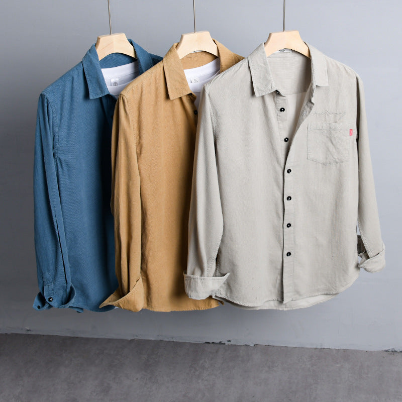 Men's Lightweight Cotton Shirt in Relaxed Fit with Chest Pocket and Soft Wash Mune Fashion