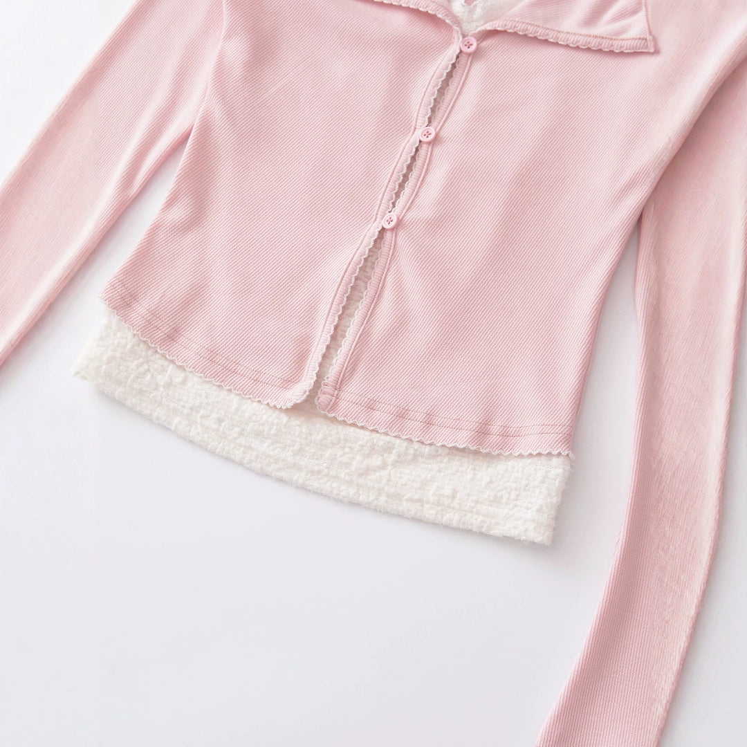Women tailored button vest with lace trim and flared sleeves Mune Fashion