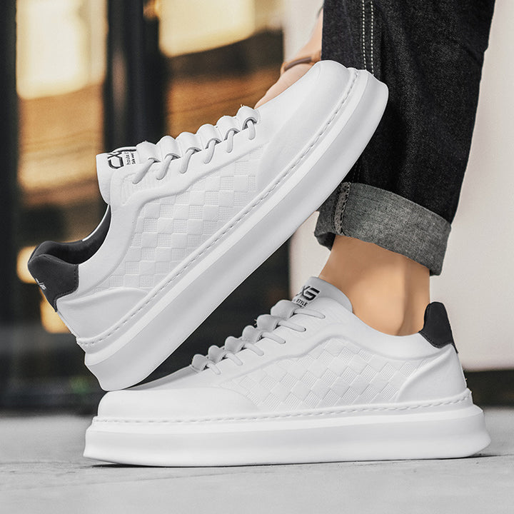 Men's Voluminous Low-Top Platform Sneakers with Embossed Honeycomb Texture Mune Fashion
