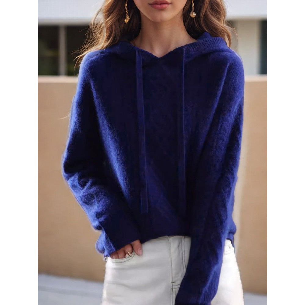 Women's cozy hoodie made of cashmere blend with cable pattern and oversized fit Mune Fashion