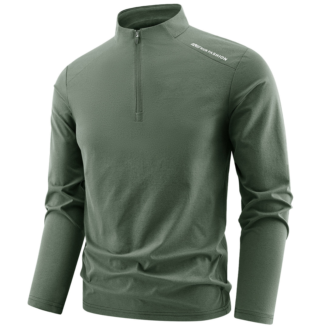 Men's Long Sleeve Performance Half-Zip Training Shirt with Stand-Up Collar and Breathable Functional Material Mune Fashion