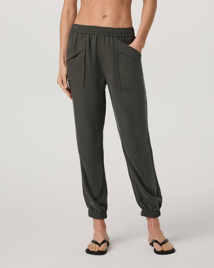 Women Relax Jogger Pants with High Elastic Waistband and Patch Pockets Mune Fashion