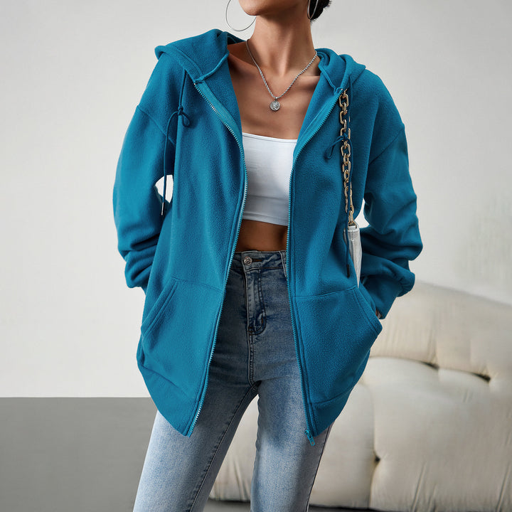 Women's cozy teddy fleece zip hoodie with hood, deep shoulder fit and kangaroo pockets Mune Fashion